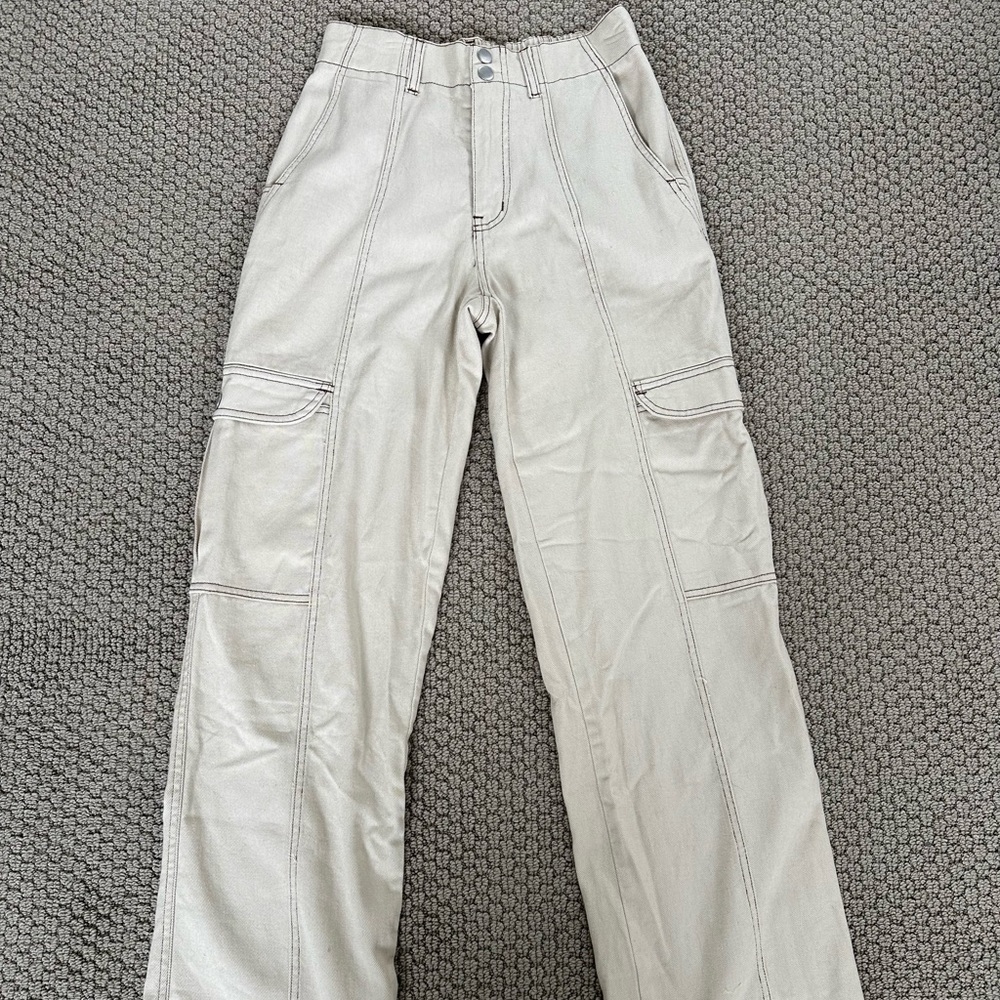 RSQ cargo pants in beige/off white